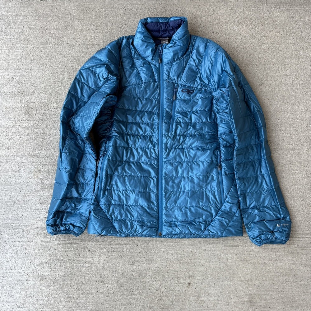 Outdoor Research Helium Down Jacket Men's Small Blue Lightweight Packable